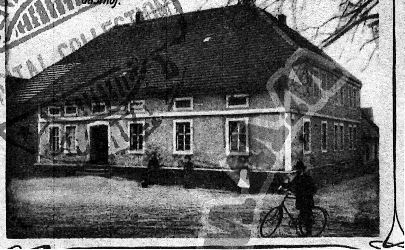 Postkarte um 1907: Kläuschens Gasthof, noch als niedriger Bau